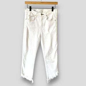 McGuire Denim Valletta Straight Jeans White Frayed Asymmetric Hem.